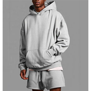 Vente en gros Ensemble short et sweat à capuche Ensemble de sweat à capuche brodé de couleur unie pour hommes - Product Image 2