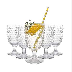 Verre à vin en forme de ballon soufflé à la main, gobelets à côtes, verres à pied à rayures verticales, vintage, 13 oz, pour cocktails, vin, boissons - Product Image 1