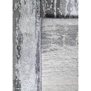 Alfombra Rectangular Kavi Gris y Negra, Tejida a Mano con Lana y Seda de Bambú, Diseño Teoría del Caos, Estilo Boho, para el Hogar o Pasillo, Modelo Esk-433 - Product Image 5