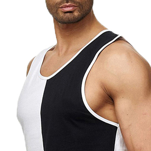 Vente chaude personnalisé deux tons couleur unie solide hommes débardeurs sans manches col rond respirant Fitness porter des maillots aux meilleurs prix - Product Image 6