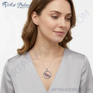 สร้อยคอเงินพลอยแก้วสีชมพูน่ารักและ iolite-คอลเลกชันอัญมณีหลวม - Product Image 3