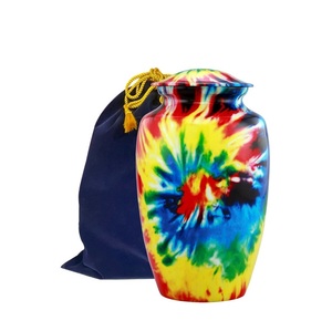 Tie Dye Urne Moderne Unique Tiedye pour Cendres Humaines Arc-en-ciel Funérailles et Mémorial pour Cendres Humaines 200 lbs avec Sac en Velours - Product Image 1