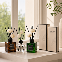Diffuseurs à bâtonnets de marque privée, désodorisants, huiles essentielles liquides ou solides, lavande, avec bouchon en bois, pour maison, hôtel, verre, diffuseur sans flamme, parfum d'ambiance pour voiture