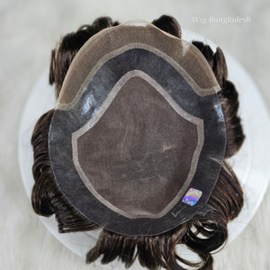 Peluca de Cabello Humano Natural 100% para Hombre, con Encaje, Estilo V-Loop, Ondulado Natural, Textura Lisa y Ondulada Profunda - Product Image 6