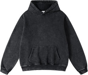 Sudadera con capucha de lana de algodón lavado con ácido Vintage de gran tamaño para mujer, venta al por mayor, Sudadera con capucha personalizada para Unisex, 2025 - Product Image 1