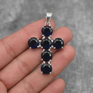 Blue Tanzanite Cross Pendant Handmade Sterling Silver Jewelry Gemstone <b>Gift</b> For Women Elegant Unique - Product Image 2