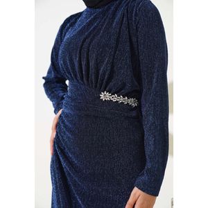 Vestido Brillante con Accesorios de Piedra Azul Marino - Product Image 2