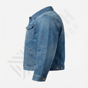 Veste en jean pour homme, lavage foncé, fermeture à boutons, poches à rabat sur la poitrine, poches latérales, coupe classique, décontractée, élégante, confortable - Product Image 3