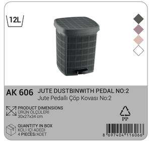 Cubo de Basura Rectangular de 12L con Pedal e Inducción, Tapa Tejida, Plástico Ecológico, para Hogar, Cocina, Oficina, Hotel - Product Image 5