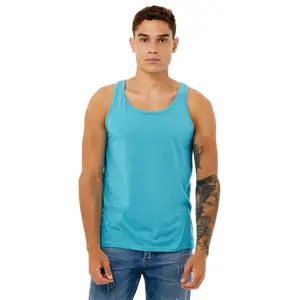 Side Seamed Retail Fit 100% Airlume Combed and Ring Spun Cotton 32 single 4.2 oz Neon Blue Unisex Jersey Tank