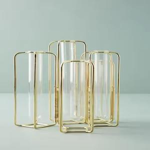 Arreglo Floral Hidropónico Moderno Hecho a Mano para Mesa, Decoración con Soporte de Metal para Flores, Florero de Vidrio con Tubos de Ensayo, Hierro - Product Image 5