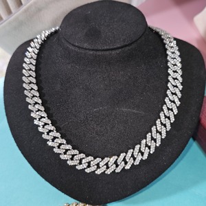 Cadena Cubana Hip Hop con Incrustaciones de Diamantes Moissanite Incoloros de Dos Hileras en Plata 925, Collar con Colgante Brillante para Raperos a la Moda - Product Image 6