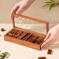 Tic Tac Toe pour enfants et adultes dés en bois Dominos en bois et décor de bureau jeux de famille nuit jeux de société classiques bois rustique