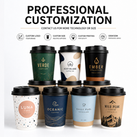 Gobelets à café et à thé à emporter personnalisés de qualité supérieure avec couvercles, en matériau naturel, gobelets en papier à paroi simple pour restaurant