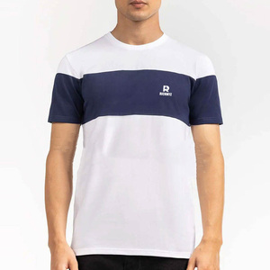 เสื้อยืดผู้ชายสีขาวและสีน้ำเงิน ผ้าฝ้าย 100% แบบสั่งทำพิเศษ แขนสั้น สไตล์ลำลอง แฟชั่น ขายในสหรัฐอเมริกา ทรงปกติ เสื้อยืดผู้ชายแบบสั่งทำ - Product Image 1