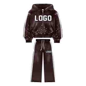 Vente en gros de survêtement décontracté vintage délavé à l'acide, sweat-shirt et pantalon de jogging, 100% coton, écologique, impression personnalisée - Product Image 3