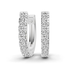 Timeless Round Lab Grown Diamond <b>Huggie</b> Earrings 0.50 Ct Tw F-G Color VS Clarity 14 Diamonds 14K <b>Solid</b> <b>Gold</b> Classic Design - Product Image 1