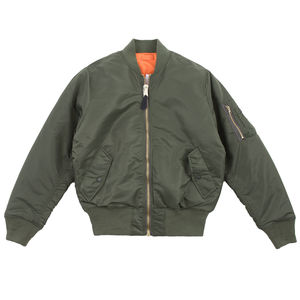 Chaquetas de bombardero Cintura elástica con bandas y puños acanalados Chaqueta de exterior Chaqueta de bombardero de hombre con cremallera personalizada y parches Fábrica OEM - Product Image 1