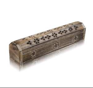 Brûleur d'encens en bois avec insert et design sculpté, élégant accessoire d'aromathérapie - Product Image 2