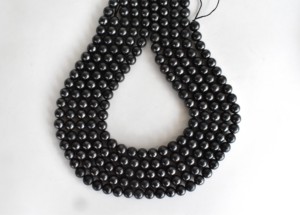 Perles rondes en shungite noire de qualité AAA de 8 mm, brins, fournisseur indien, fabrication de bijoux, pièces décoratives - Product Image 2