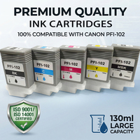 Tanque de Tinta Compatible PFI-102 de Enlite a Precio de Fábrica para Plotters Canon IPF500 IPF600 IPF700 Series, 130 ml