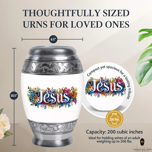 Christian Aluminum Cremation <b>Urn</b> Cross engraved design Cremation <b>Urns</b> Meena Coating Leak-Proof Design Keepsake & <b>Large</b> Options - Product Image 2