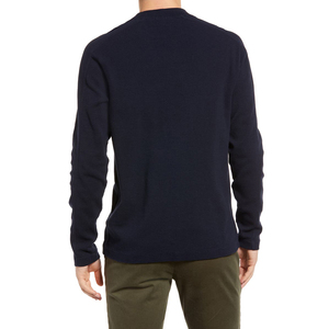 T-shirt personnalisé en coton gaufré à col rond et manches longues pour hommes - Product Image 3