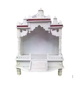 우아한 디자인 상감 꽃 작업 디자인 인도 사원 홈 장식 골동품 순수한 흰색 대리석 돌 Mandir 사원 인도에서