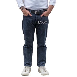 Pantalon en jean droit pour homme, style vintage délavé, tendance, avec fermeture boutonnée et poches latérales. - Product Image 1