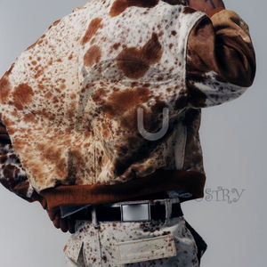 Sweat à capuche unisexe en cuir de vachette à double fermeture éclair, séchage rapide, respirant, couleur beige et blanc - Product Image 5