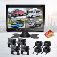 Moniteur d'enregistrement 4CH avec 4 caméras prenant en charge la carte TF 128 Go Moniteur de détection d'angle mort DVR