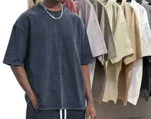 T-shirt pour homme personnalisé 100% coton délavé à l'acide surdimensionné Vintage Streetwear Style Hip Hop longue longueur tricoté avec impression de logo personnalisé - Product Image 4