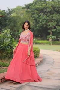 Lehenga Choli de diseñador de 4 metros de largo, con tela de georgette sintética suave de primera calidad, ideal para bodas y eventos, ofrece un toque de lujo. - Product Image 5