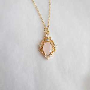 Collar de Plata de Ley 925 con Cuarzo Rosa, Joya Rosa Pálido, Estilo Vintage, Filigrana Art Deco, Certificado IGI, Regalo Bridgerton para Mujer - Product Image 5