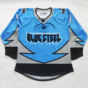 Maillot de hockey sur glace personnalisé de vêtements de sport | 100% maillot de hockey sur glace respirant en polyester coupe et couture logo en sergé nom et numéro - Product Image 5