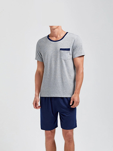 Ensemble double personnalisé pour hommes survêtement d'été respirant à manches courtes T-shirt Shorts tenue décontracté solide polyester coton matériel - Product Image 4