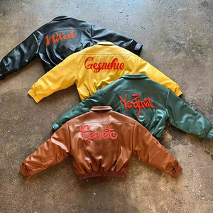 OEM ที่กําหนดเองผู้ผลิตเสื้อผ้า Chenille เย็บปักถักร้อยโลโก้กราฟิกนูนเข็มขัดข้อมือวินเทจเสื้อหนัง pu - Product Image 5
