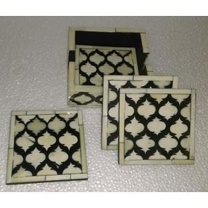 Posavasos de Madera con Incrustaciones de Diseño Antiguo Hecho a Mano en India, Nuevo Producto Promocional al por Mayor, Posavasos de Madera con Incrustaciones de Hueso - Product Image 2