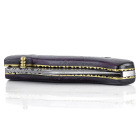 Pisau Lipat Baja Damaskus Buatan Tangan Terlaris Gagang Kayu Purple Heart DD-FK-590 untuk Bertahan Hidup di Alam Bebas, Bushcraft, dan Berkemah