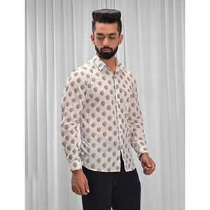 Chemise décontractée en coton imprimé pour homme, manches longues, coupe ajustée, tailles XL à 6XL, tissu popeline respirant, offre ODM - Product Image 3