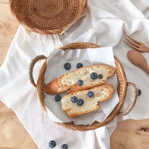 High Quality Large Bohemian Hand-<b>Woven</b> Rattan Tray Natural <b>Woven</b> <b>Storage</b> <b>Basket</b> Fruit Home Decor Handmade Foldable Detachable - Product Image 4