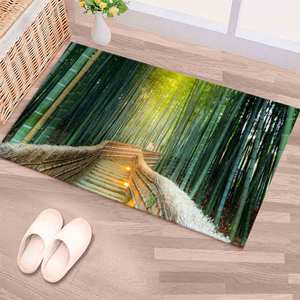 Tapis imprimé paysage vert : bambou, facile à nettoyer, mignon, moderne, décoration de bureau, avec tapis à poils doux - Product Image 5