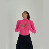 Neues, individuell gestaltbares, koreanisches, gewaschenes, Anti-Pilling-Kammgarn-Oberteil mit Leopardenmuster, transparentes Netzstoff-Langarmshirt, weich und dehnbar