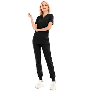 Unisex Denim Long Sleeve <b>Nurse</b> <b>Scrub</b> Suit Stretchy Breathable Hospital Uniforms Set Comfortable Medical <b>Scrubs</b> Customized Color - Product Image 5