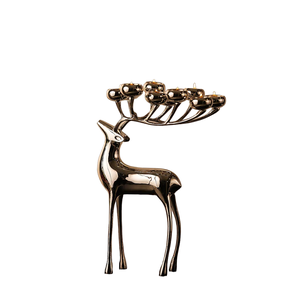 Candelabro de Metal con Diseño de Ciervo Dinámico, Acabado Dorado, Hecho a Mano, Ecológico, Impresión Personalizada, para Hogar, Hotel, Fiesta - Product Image 1