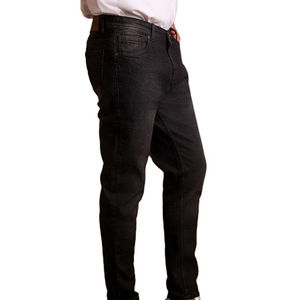 Nuevo fabricante personalizado Loose Fit Diseño transpirable Lavado ácido Negro Liso Hombres Pantalones de mezclilla Jeans Peso pesado Patrón sólido - Product Image 3