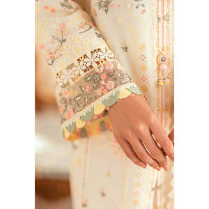Conjunto de Traje de Verano 2026 para Mujer QALAMQAR de 3 Piezas: Camisa Transpirable Bordada en Tela de Césped, Dupatta Bordada en Tela Khaadi y Pantalones BIC-4653 - Product Image 6