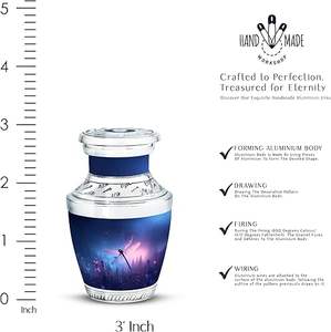 Dragonfly Blue <b>Mini</b> Cremation <b>Urns</b> <b>for</b> Human <b>Ashes</b> Flowers Keepsake <b>Urns</b> <b>for</b> Small Set of 4 Large Funeral <b>Urn</b> Size 10&3 Inch - Product Image 3