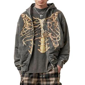 Oem ผ้าฝ้าย 100 ฝรั่งเศสเทอร์รี่วินเทจดวงอาทิตย์จางกล่องเปล่าเสื้อกันหนาวหมวกที่กําหนดเองที่มีคุณภาพสูงด้อยกรดหินล้างเสื้อกันหนาวหมวกสําหรับผู้ชาย - Product Image 1