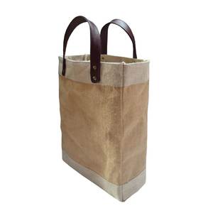 Vente en gros pas cher réutilisable lin plage chanvre jute sac en toile de jute poignée en cuir écologique épissure sac d'épicerie promotionnel - Product Image 4